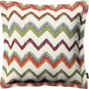 Párnahuzat 45x45 piros-zöld cikk-cakk mintás, krémszínű