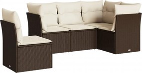 vidaXL 5 részes barna polyrattan kerti ülőgarnitúra párnával