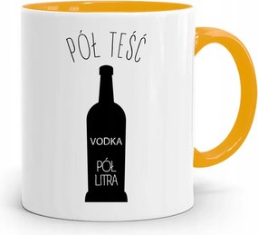 Sárga Bögre Apósnak Fél Após Fél Liter Ajándék fényképes nyomtatással