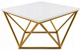 HowHomely Kávésasztal CURVED 62x62 cm arany/fehér DD0003