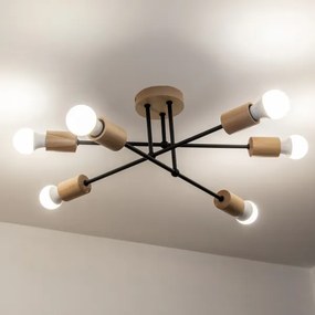 Plafonra szerelhető CAMBRIDGE csillár 6xE27/15W/230V fenyő