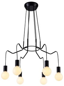 Csillár zsinóron BASSO 6xE27/40W/230V fekete