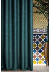 Morocco öko stílusú sötétítő függöny Sötét türkiz 140x270 cm