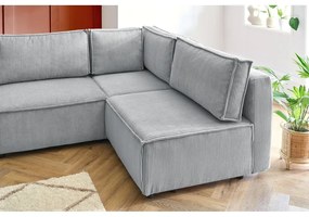 Világosszürke kordbársony sarokkanapé (jobb oldali-"U" alakú) Nihad modular – Bobochic Paris