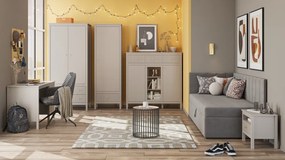Vitrin, szürkésbarna Taupe/craft arany tölgy, KLIO 1W1S