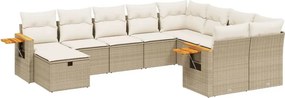 vidaXL 10 részes bézs polyrattan kerti ülőgarnitúra párnával