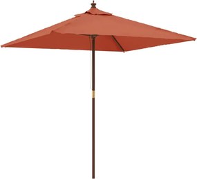 vidaXL terrakotta színű kerti napernyő fa rúddal 198x198x231 cm
