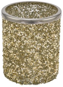 Üveg mécsestartó gyertyatartó arany glitteres 10,5x12 cm