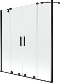 Mexen Velar Duo, 2 szárnyas eltolható kádparaván 150 x 150 cm, 8mm átlátszó üveg, fekete matt profil, 896-150-000-02-70