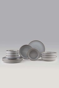 12 részes porcelán étkészlet szürke
