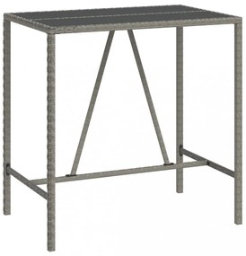 szürke polyrattan üveglapos bárasztal 110 x 70 x 110 cm