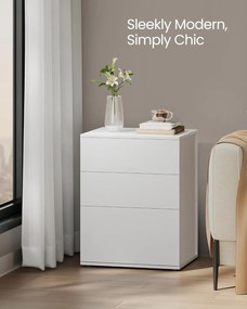 Éjjeliszekrény 3 tárolófiókkal, matt fehér és cappuccino bézs színben