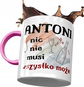 Rózsaszín bögre Antal kollégának Ajándék fényképes nyomtatással