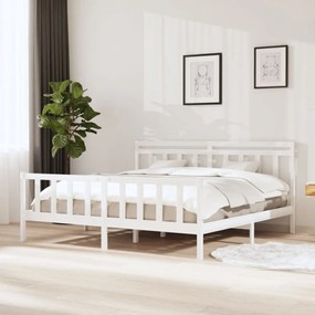 Fehér tömör fa ágykeret 200 x 200 cm