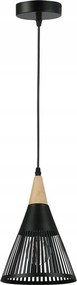 Mennyezeti lámpa Hira 3×E27 fekete kúp fa domború hosszú