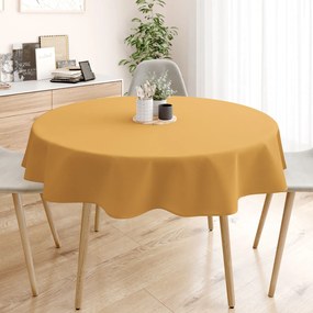 Goldea pamut asztalterítő - mustárszínű - kör alakú Ø 110 cm