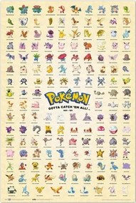Plakát Pokemon - Kanto First Generation, (61 x 91.5 cm)
