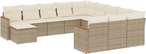 vidaXL 12 részes bézs polyrattan kerti ülőgarnitúra párnákkal