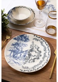 24 darabos étkészlet, fehér/kék, porcelán