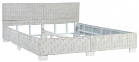 szürke természetes rattan ágykeret 160 x 200 cm