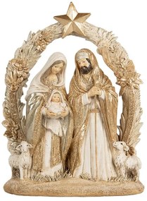 Betlehem életkép Szentcsalád 19x7x24 cm Bézs Arany ünnepi dekoráció