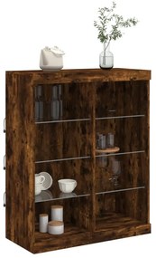 füstös tölgy színű tálalószekrény LED-ekkel 81 x 37 x 100 cm