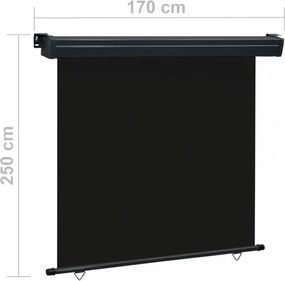 fekete erkély oldalnapellenző 175 x 250 cm