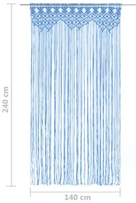 kék makramé pamutfüggöny 140 x 240 cm