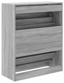 szürke sonoma színű szerelt fa cipőszekrény 80x34x96,5 cm