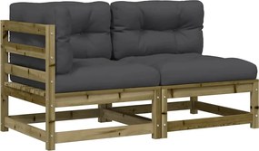 vidaXL 2 személyes impregnált fenyőfa kerti kanapé párnával