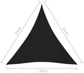 fekete háromszögű oxford-szövet napvitorla 3,6 x 3,6 x 3,6 m