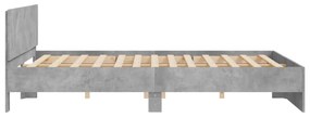 betonszürke ágykeret fejtámlával 200 x 200 cm