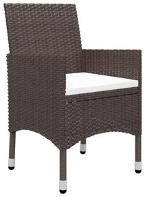 3 részes barna polyrattan és edzett üveg bisztrószett