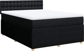 vidaXL fekete szövet rugós ágy matraccal 140 x 190 cm