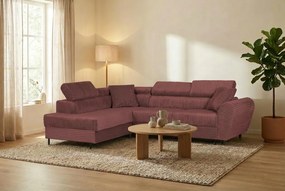 Bal oldali, ággyá alakítható sarokkanapé TIL Rózsaszín