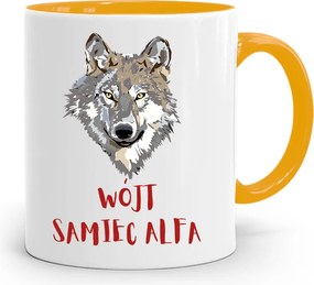 Bácsinak Bögre Sárga Ajándék Alfa Hím Bácsinak fényképes nyomtatással