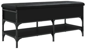 fekete szerelt fa cipőtároló pad 102 x 42 x 45 cm