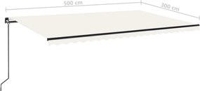 Krémszínű kézzel kihúzható napellenző 500 x 300 cm
