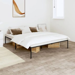 fekete fém ágykeret 150 x 200 cm
