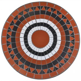 terrakotta és fehér mozaik bisztró asztal 60 cm