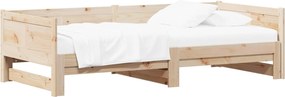 vidaXL Kihúzható nappali ágy Természetes 180 x 200 cm Tömör fenyőfa