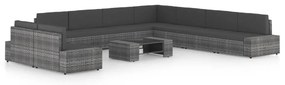 vidaXL 10 részes szürke polyrattan kerti ülőgarnitúra párnákkal