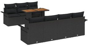 vidaXL Kerti Kanapé Szett párnával 8 pcs Fekete