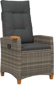 vidaXL Dönthető szék tea tállal párnával 62 x 64 x 112 cm polirattan