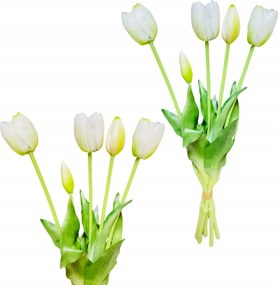 Gumi Tulipán Csibok, Fehér Tulipánok, Valósághű Érintés, Virágcsokor, Olyan, Mint Az Élő