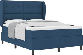 vidaXL Boxrugós ágy matracmal fejtámlával Kék 140 x 190 cm szövet