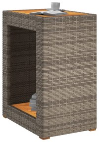 szürke polyrattan falapos kerti kisasztal 60x40x75 cm
