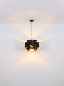 Globo 15448H1 Függeszték fém fekete váz, fekete-arany textil ernyővel, akril -kristály dekor gyöngyökkel. Ø:400, M:1400, fényforrás nélkül 1xE27 60W 230V