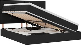 vidaXL Ágy tárolóval és matraccal Fekete 180 x 200 cm Poliészter