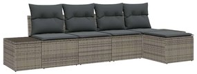 vidaXL Kerti Kanapé Szett párnával tárolóval 5 pcs Szürke polirattan